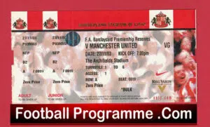Sunderland v Manchester United 2003 – Football Ticket