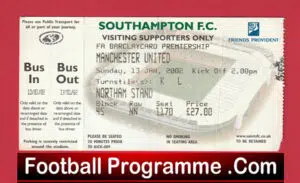 Southampton v Manchester United 2002 – Football Ticket