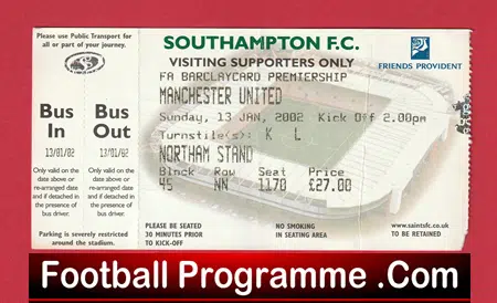 Southampton v Manchester United 2002 - Football Ticket - Image 2