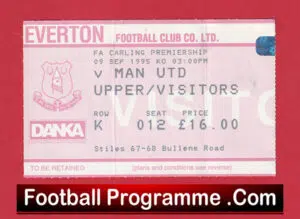 Everton v Manchester United 1995 – Match Ticket