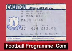 Everton v Manchester United 1992 – Football Ticket Champions