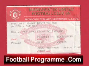 Manchester United v Chelsea 1992 – Football Ticket