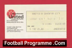 Manchester United v Coventry City 1979 – Football Ticket