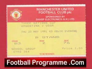 Argentina v Russia 1991 – Ticket Three Nations Old Trafford