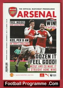 Arsenal v Manchester United 2017 v Man Utd - football programme