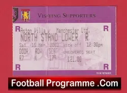 Aston Villa v Manchester United 2003 – Football Match Ticket