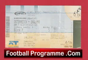 Austria v England 2004 – Football Ticket