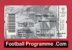 Boavista v Manchester United 2002 – Match Ticket Portugal