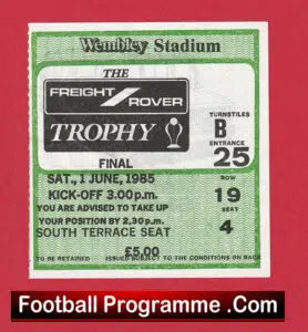Brentford v Wigan Athletic 1985 – Associate Members Cup Final Ticket