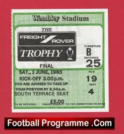 Brentford v Wigan Athletic 1985 – Associate Members Cup Final Ticket