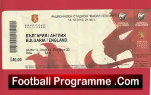 Bulgaria v England 2019 – Football Ticket