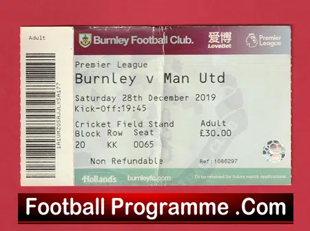 Burnley v Manchester United 2019 - Match Ticket - Image 2