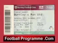 Burnley v Manchester United 2019 – Match Ticket