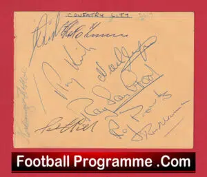 Coventry City + Torquay Utd Multi Autographed Signed Sheet 1956