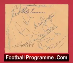 Coventry City + Torquay Utd Multi Autographed Signed Sheet 1956