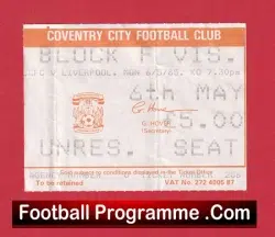 Coventry City v Liverpool 1985 – Football Ticket