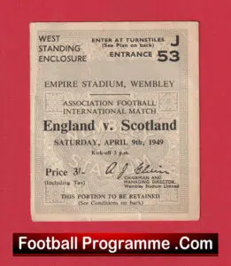 England v Scotland 1949 – Football Match Ticket 1940s