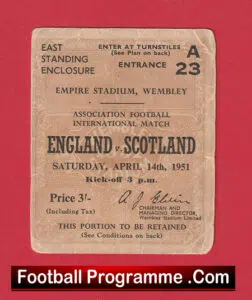 England v Scotland 1951 – Football Match Ticket