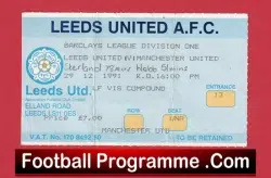 Leeds United v Manchester United 1991 – Match Ticket
