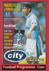 Manchester City v Tranmere Rovers 1996