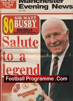 Manchester Evening New Paper Sir Matt Busby Special 80th Birthday