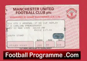 Manchester United v Arsenal 1995 – Football Match Ticket