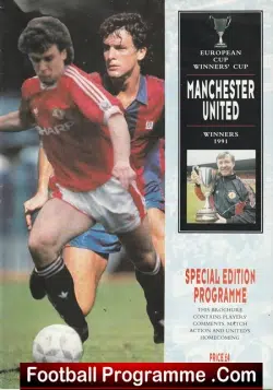 Manchester United v Barcelona 1991 - European Cup Winners Final A4 - football programme