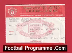 Manchester United v Chelsea 1992 - Football Ticket - football memorabilia