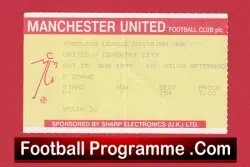 Manchester United v Coventry City 1990 - Football Ticket - football memorabilia