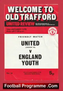 Manchester United v England 1976 – Youth Under 19 Friendly