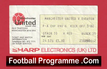 Manchester United v Everton 1976 - Football Ticket FA Cup - Image 2