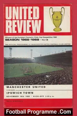 Manchester United v Ipswich Town 1968 - football programme