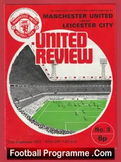 Manchester United v Leicester City 1973 - Man Utd - football programme