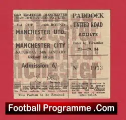 Manchester United v Manchester City 1970 - FA Cup Ticket - football memorabilia