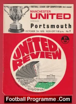 Manchester United v Portsmouth 1970 - League Cup - football programme