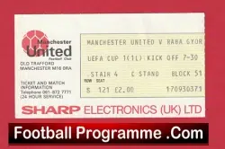 Manchester United v Raba Vasa Eto Gyor 1984 - UEFA Football Ticket - football memorabilia