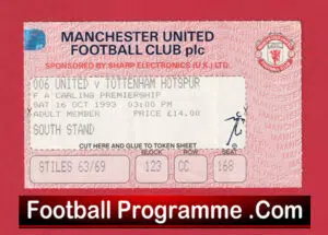 Manchester United v Tottenham 1993 – Ticket