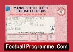 Manchester United v Tottenham 1993 - Ticket - football memorabilia