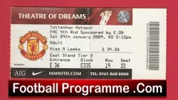 Manchester United v Tottenham 2009 - Football Ticket - football memorabilia