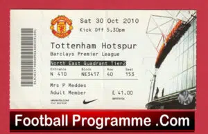 Manchester United v Tottenham 2010 – Football Match Ticket
