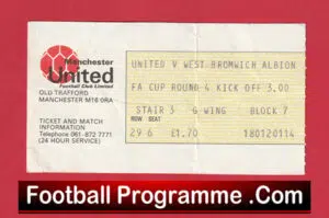 Manchester United v WBA 1978 – FA Cup Football Ticket