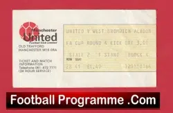 Manchester United v WBA 1978 - FA Cup Football Ticket - football memorabilia