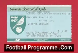 Norwich City v Manchester United 1991 – FA Cup Match Ticket