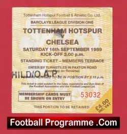 Tottenham Hotspur v Chelsea 1989 – Football Ticket
