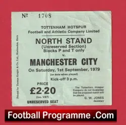 Tottenham Hotspur v Manchester City 1979 – Football Ticket