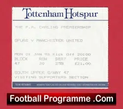 Tottenham Hotspur v Manchester United 1996 – Football Match Ticket