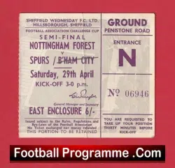 Tottenham Hotspur v Nottingham Forest 1967 – FA Cup Semi Final Ticket Sheffield
