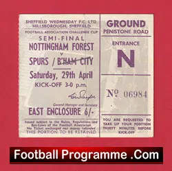 Tottenham Hotspur v Nottingham Forest 1967 – FA Cup Semi Final Ticket Sheffield