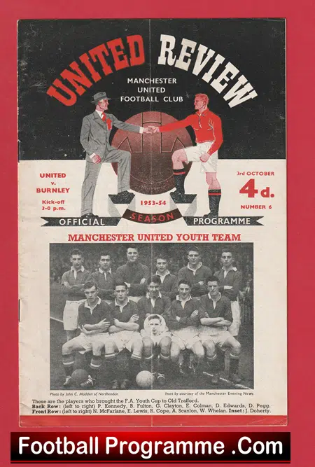 Manchester United v Burnley 1953 - 1950s Man Utd Programmes - Image 2