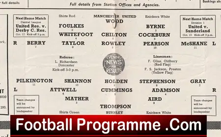 Manchester United v Burnley 1953 - 1950s Man Utd Programmes - Image 3